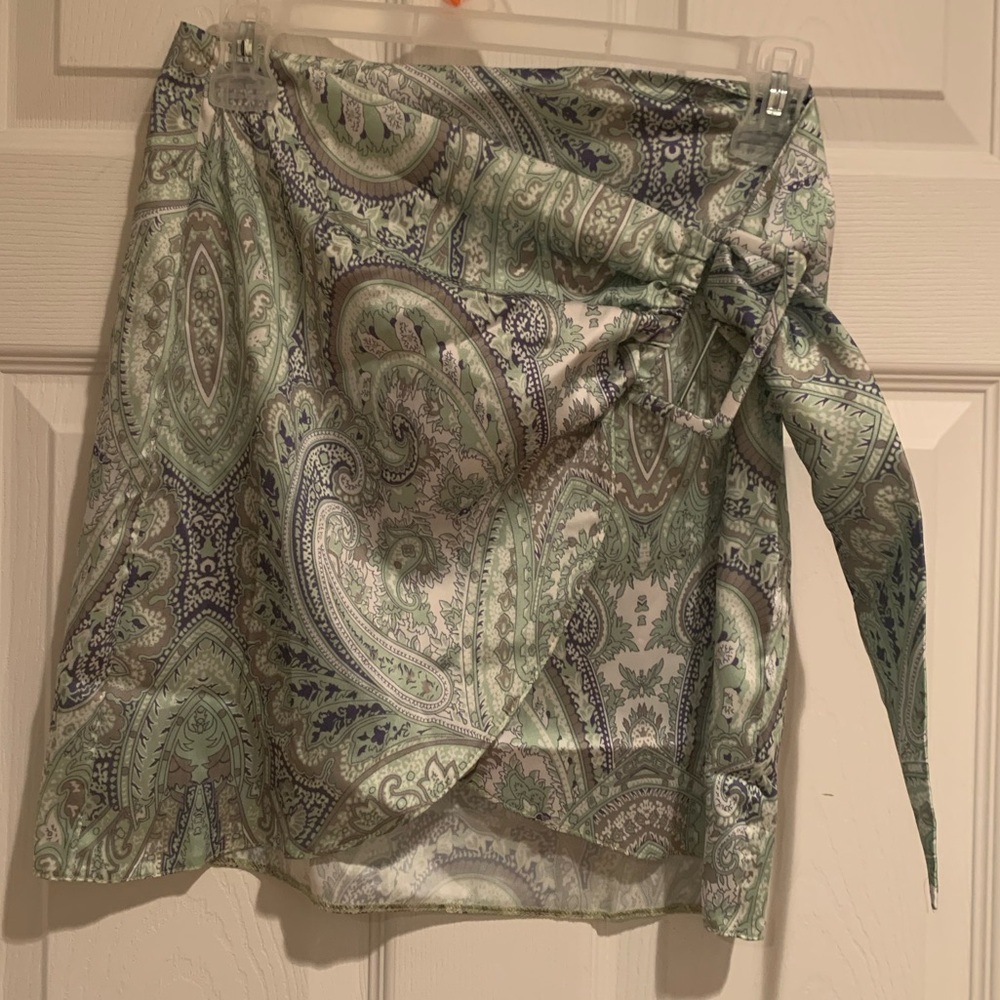 ASOS Paisley Wrap Skirt in Green and Gray